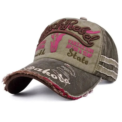 Unisex Washed Cotton Vintage Cap Letter Embroidery Baseball Cap