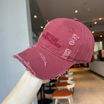 Distressed Washed 3D Embroidered Slim Visor Baseball Cap