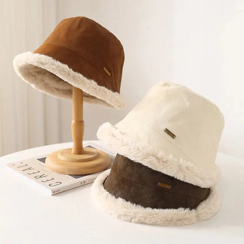 Korean Faux Fur Winter Bucket Hat