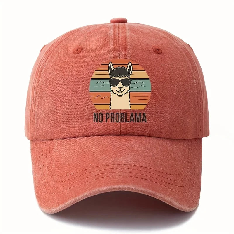 Cartoon Alpaca Curved Brim Baseball Cap