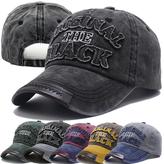 Unisex Vintage Washed Cotton Letter Embroidered Baseball Cap