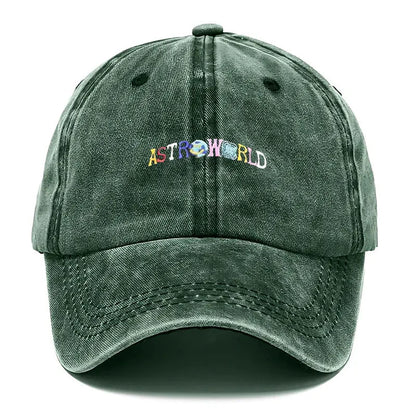 Astro Style Embroidery Vintage Cotton Baseball Cap