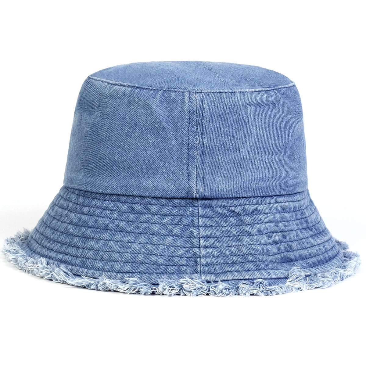 Unisex Denim Cutout Edge Casual Bucket Hat