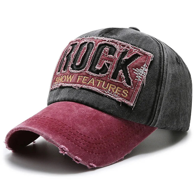 Korean Washed Letter Worn Out Denim Baseball Cap