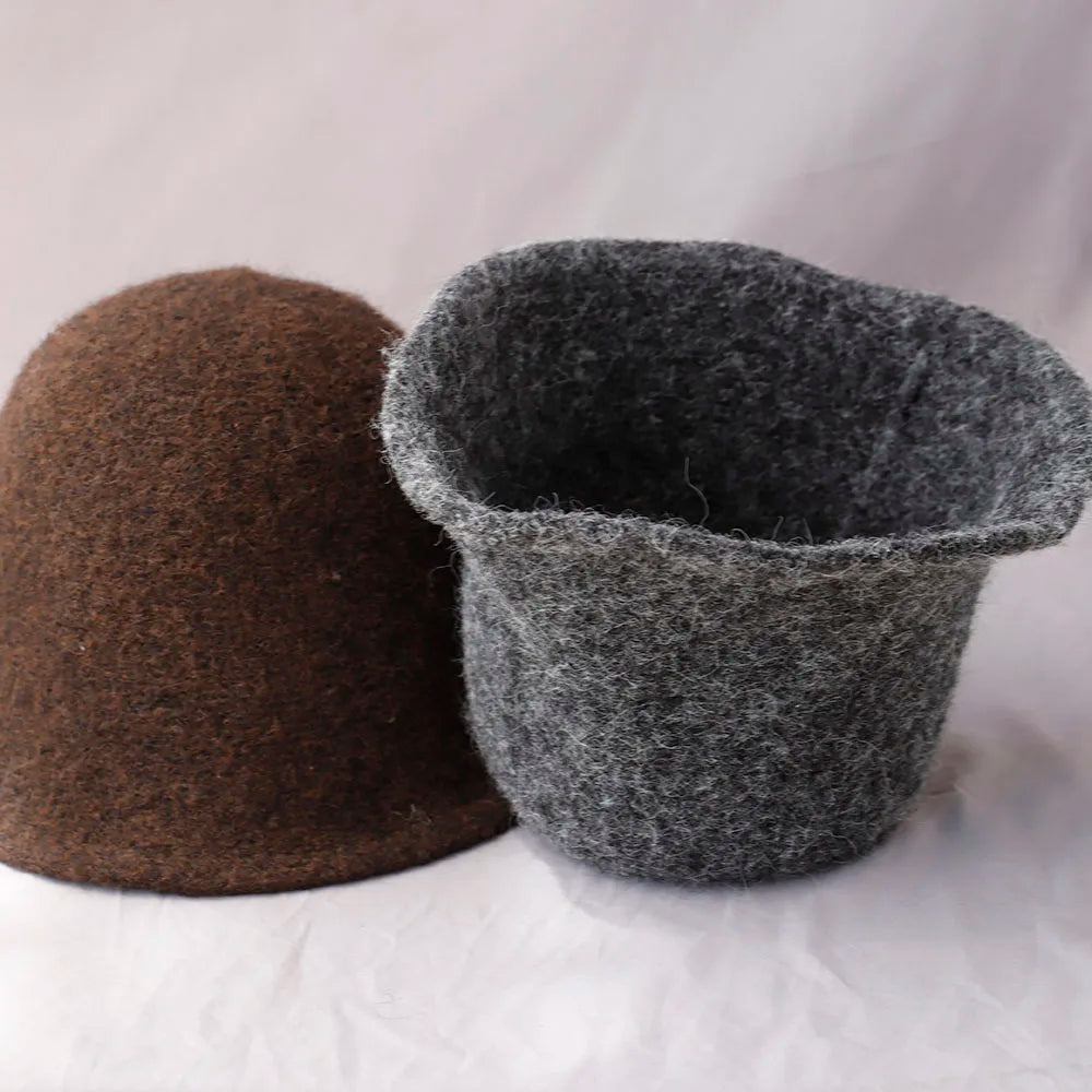 Vintage Wool Korean Winter Bucket Hat