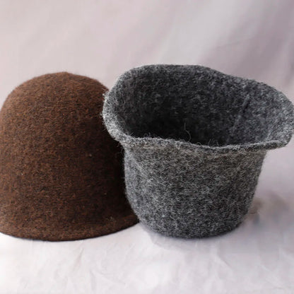 Vintage Wool Korean Winter Bucket Hat