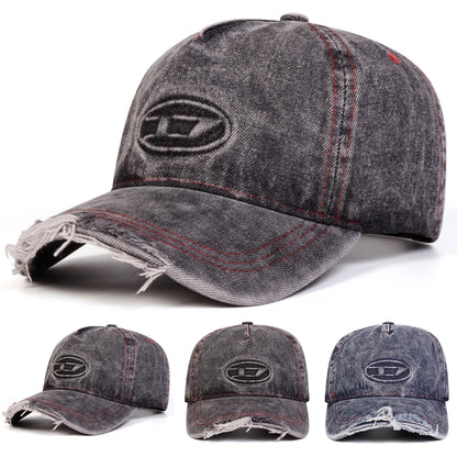 Unisex Stamped D Letter Denim Hole Baseball Caps