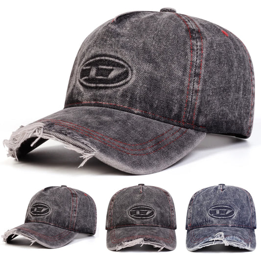 Unisex Stamped D Letter Denim Hole Baseball Caps