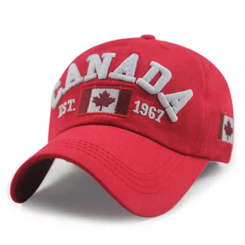Canada Flag Embroidered Cotton Baseball Cap