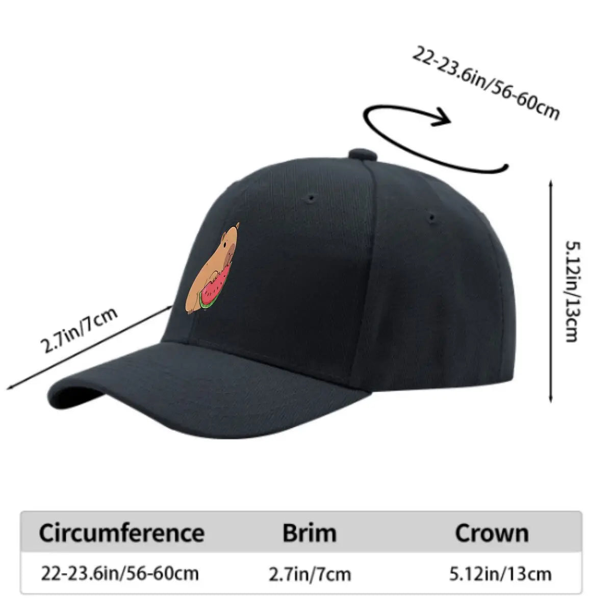 Capybara Eating Watermelon Vinyl Sticker Snapback Baseball Cap