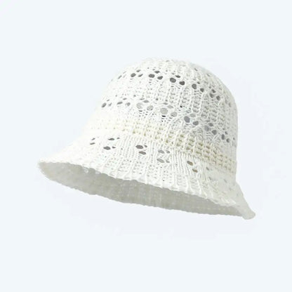 Womens Summer Hollow Breathable Foldable Beach Bucket Hat
