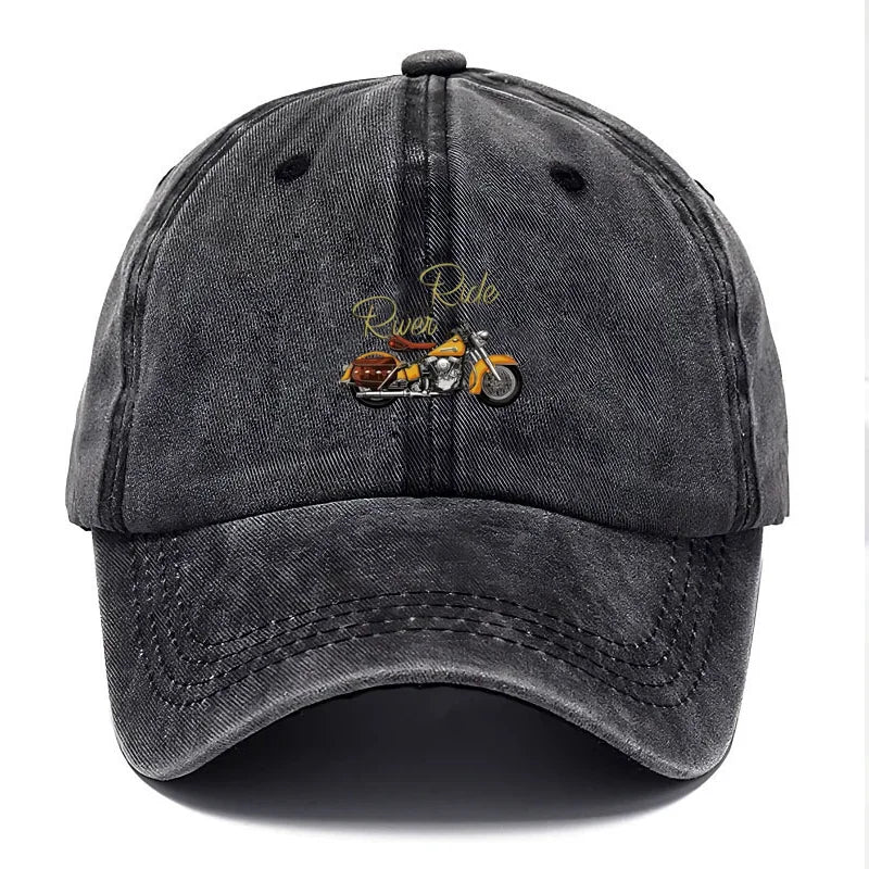 Vintage Washed Cotton Motorcycle Pattern Baseball Cap