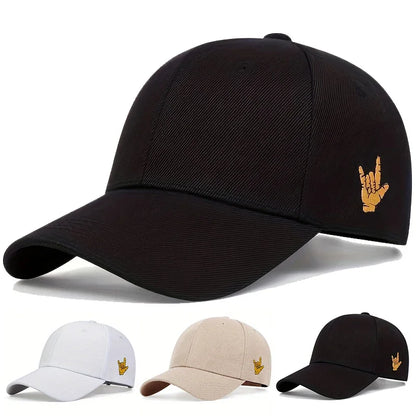Unisex Side Finger Embroidery Baseball Caps