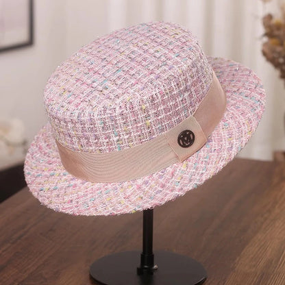 Xiao Xiang Pearl Tweed Flat Top Bucket Hat