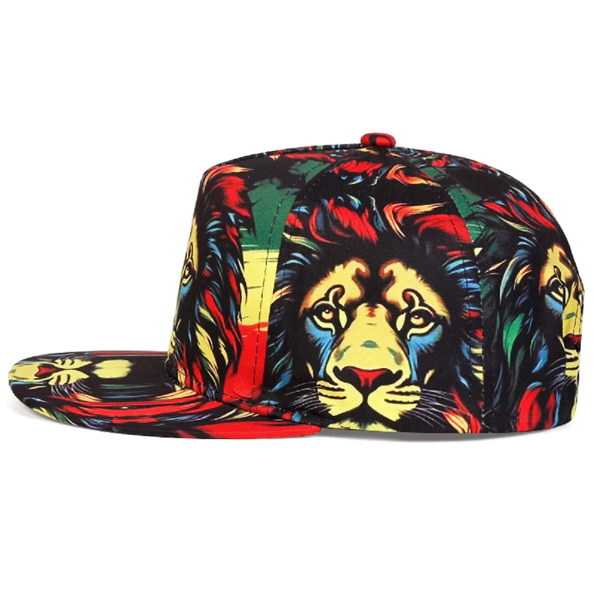 Unisex Colorful Lion Printed Flat Brim Baseball Cap