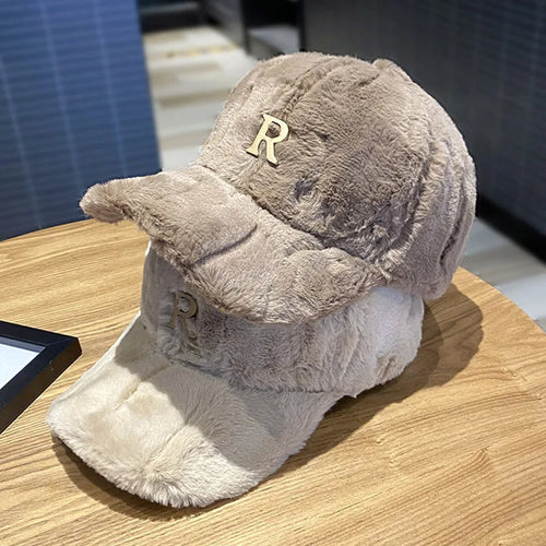 Faux Plush Warm Snapback Baseball Cap