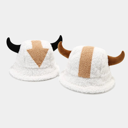 Creative Horn Ear Lambswool Plush Bucket Hat
