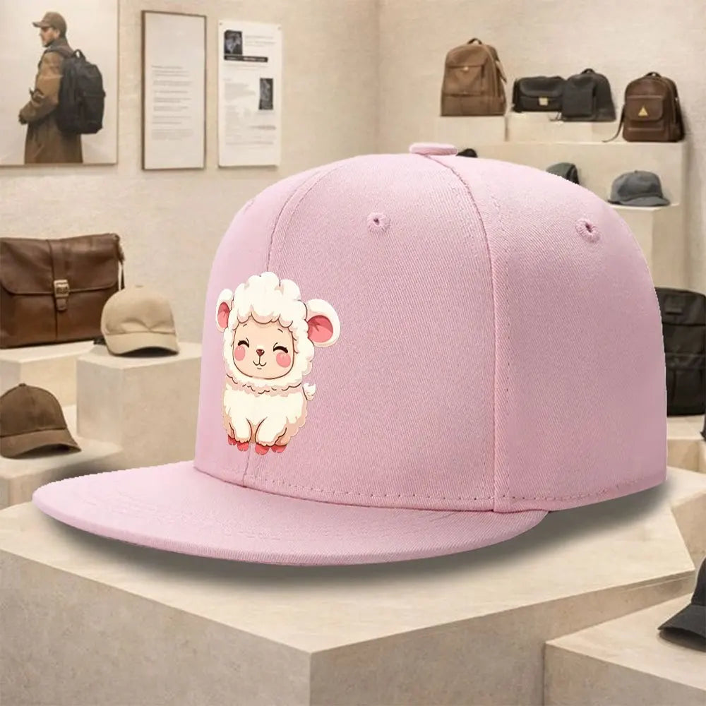 Cute Cartoon Lamb Flat Brim Snapback Cap