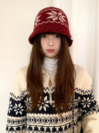 Retro Fair Isle Earflap Bucket Hat