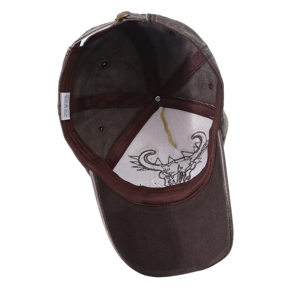 Vintage Bull Head Embroidery Snapback Baseball Cap