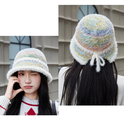 Gradient Plush Earflap Winter Bucket Hat