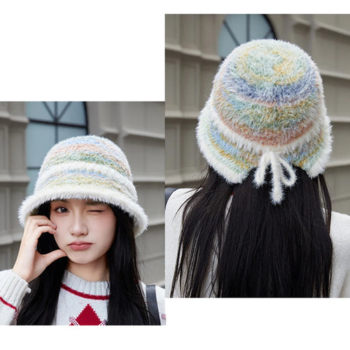 Gradient Plush Earflap Winter Bucket Hat