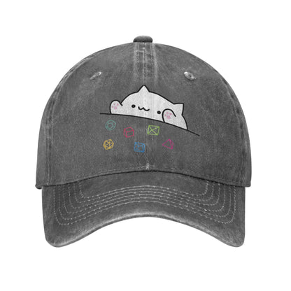 Vintage Dice Cat DnD Distressed Denim Snapback Baseball Cap