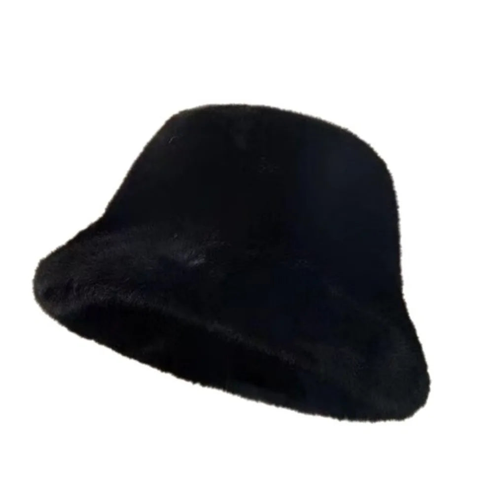 Plush Winter Bucket Hat Warm Soft Fisherman Cap For Women