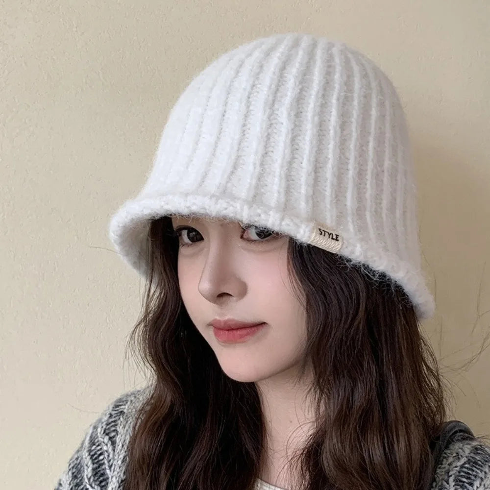 Striped Knit Big Head Bucket Hat