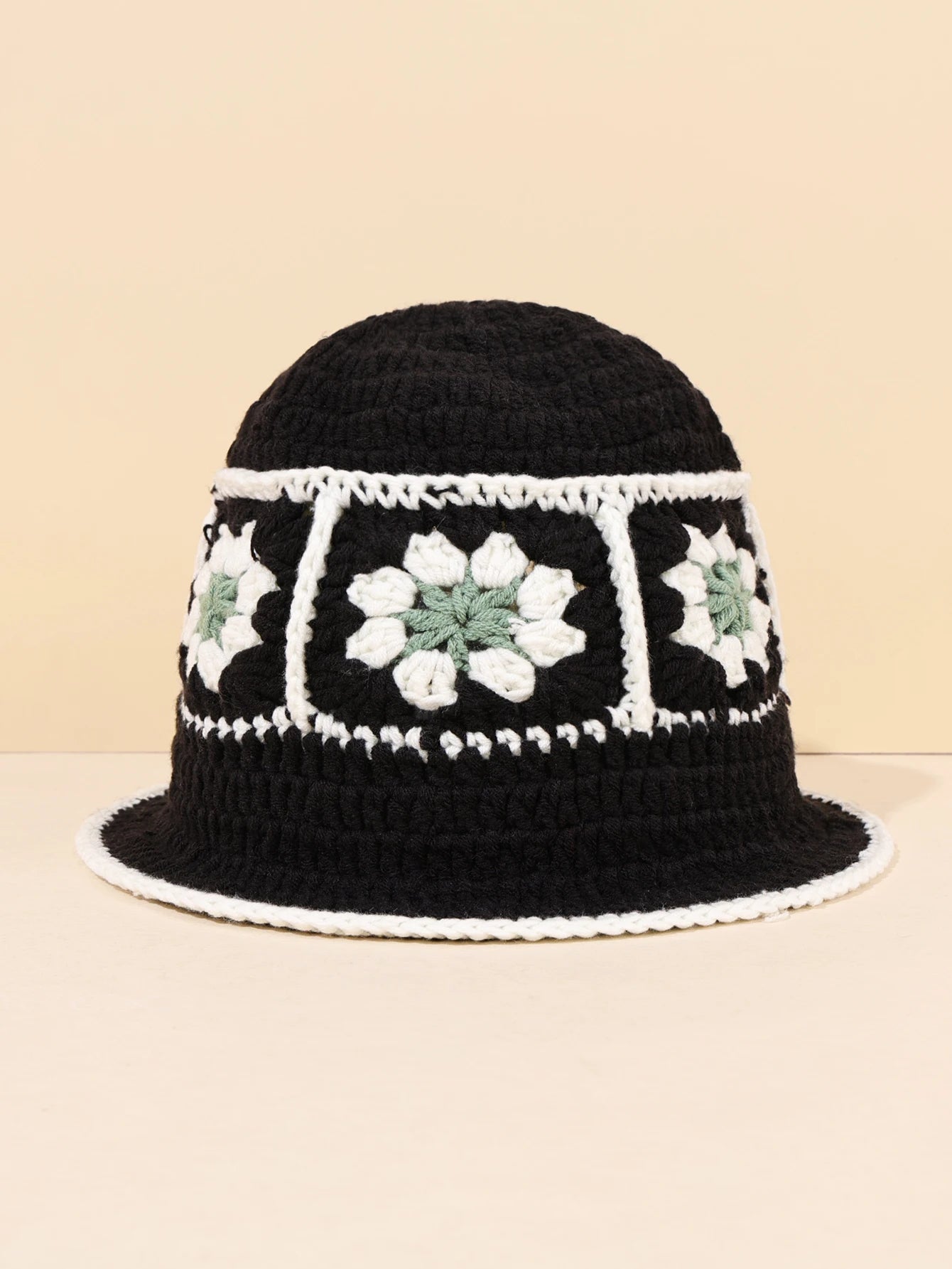 Korean Crochet Flower Knit Bucket Hat