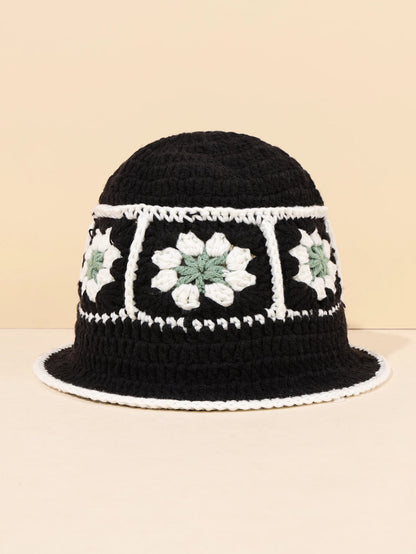Korean Crochet Flower Knit Bucket Hat