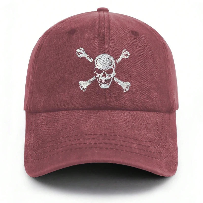 Skull And Crossbones Embroidered Baseball Cap
