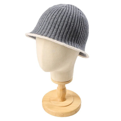 Knitted Wool Buckle Bucket Hat