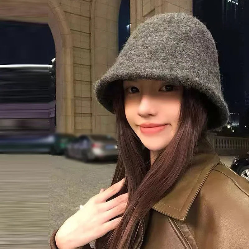 Vintage Wool Foldable Fisherman Bucket Hat Women