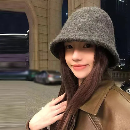 Vintage Wool Foldable Fisherman Bucket Hat Women