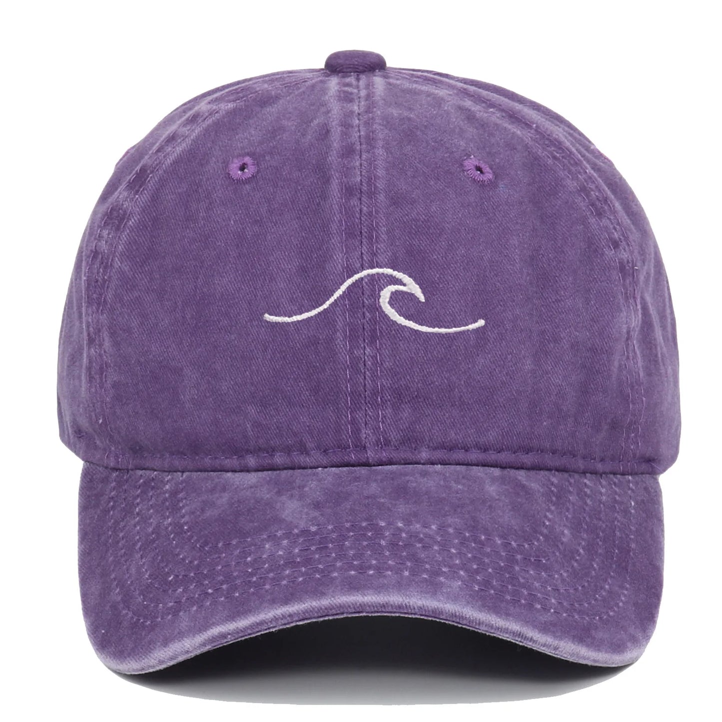 Wave Pattern Embroidered Retro Washed Baseball Cap