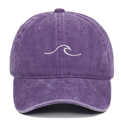 Wave Pattern Embroidered Retro Washed Baseball Cap