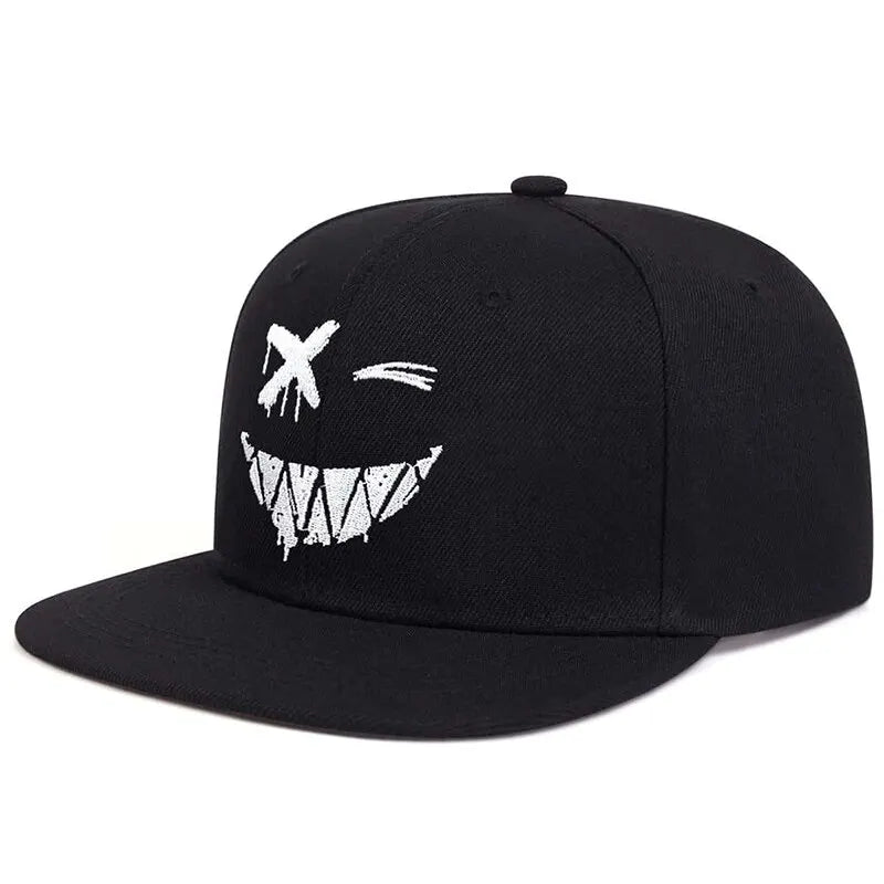 Unisex Ghost Expression Embroidery Snapback Cap