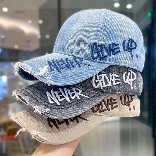 Vintage Washed Cotton Letter Baseball Cap
