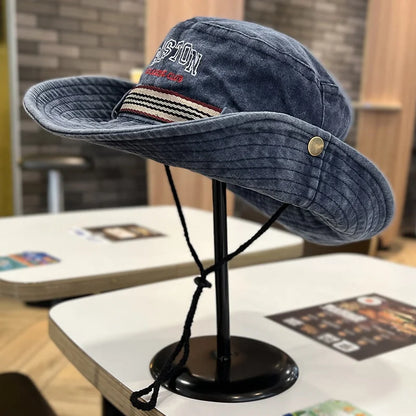 Men's Washed Cotton Wide Brim Bucket Hat