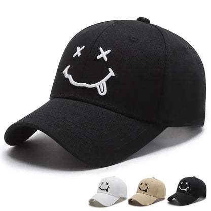 Smile Face Cotton Snapback Cap