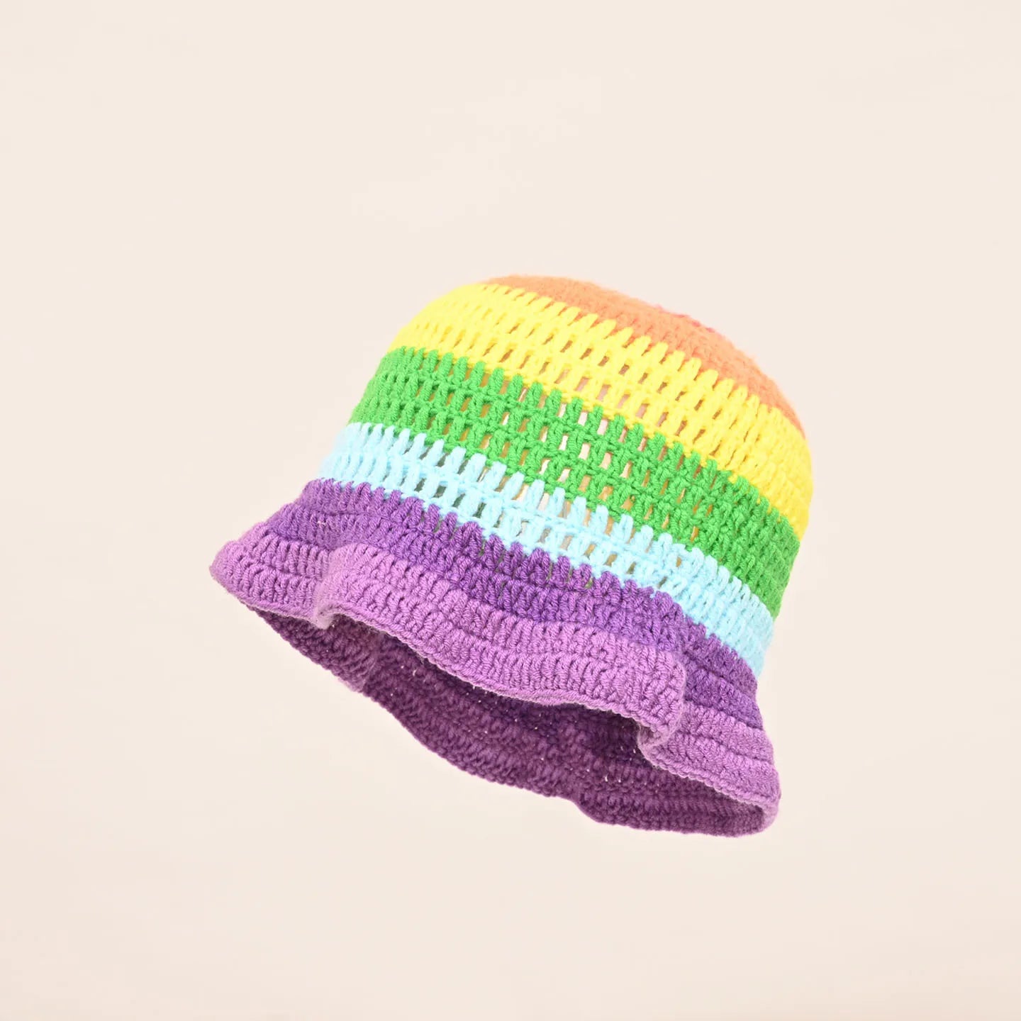 Lotus Edge Colored Striped Knitted Bucket Hat