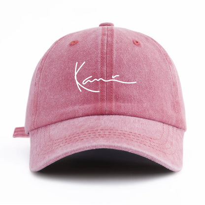 K Print Minimalist Retro Washed Baseball Cap