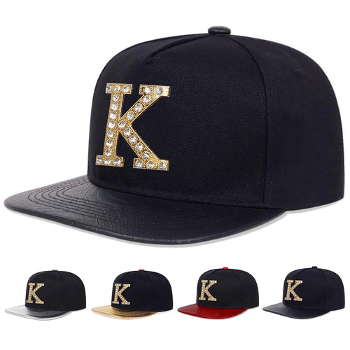K Letter Drill Label Hip Hop Snapback Cap