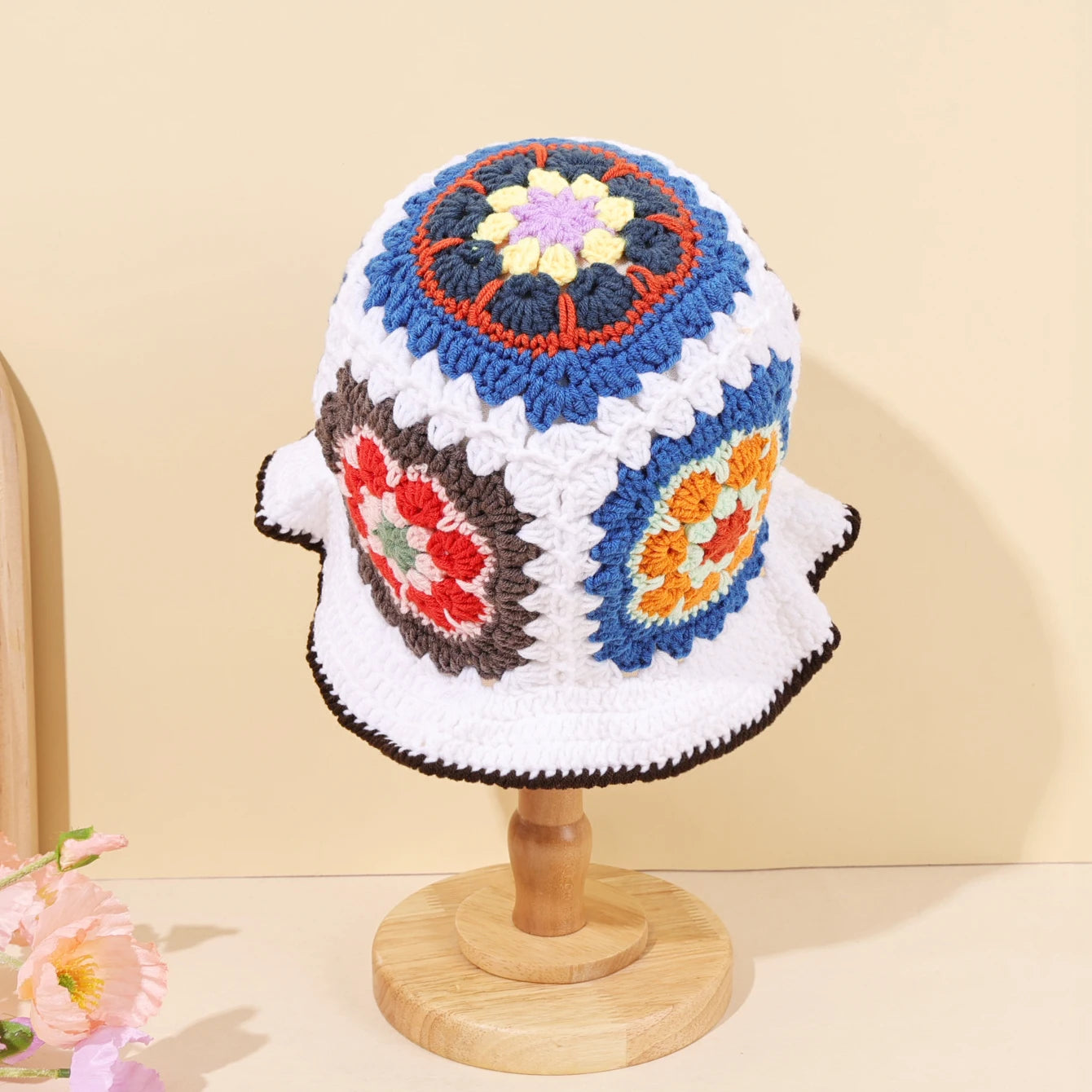 Hand Woven Colorful Flower Bucket Hat