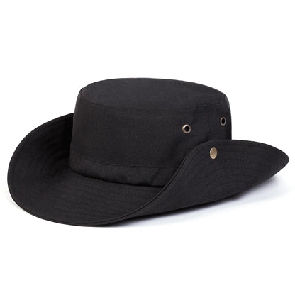Men’s Plaid Camouflage Drawstring Wide Brim Bucket Hat