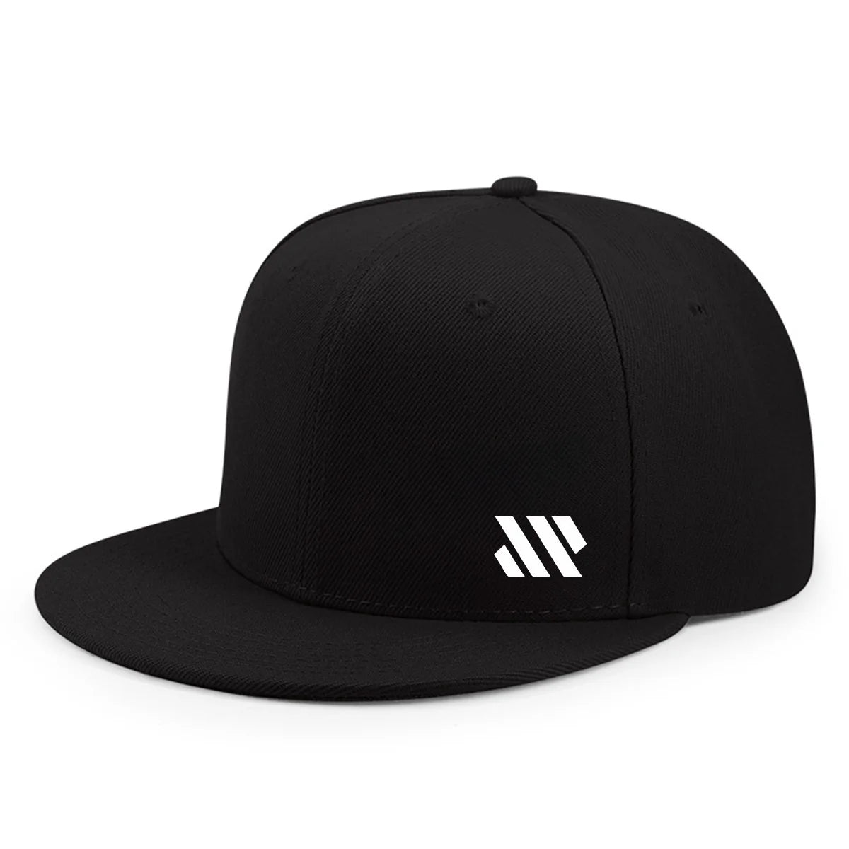 White Logo Unisex Flat Brim Travel Cap