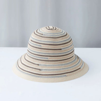 Rainbow Stripe Woven Summer Bucket Hat