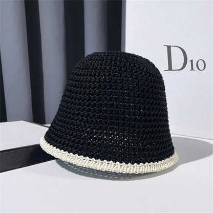 Japanese Style Simple Foldable Braid Women Bucket Hat