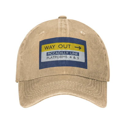 London Underground Way Out Denim Baseball Cap